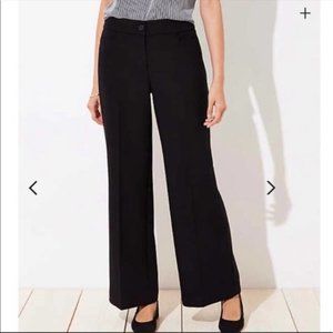 Ann Taylor LOFT Curvy High Waist Black Trouser Pant Wide Leg Neutral Business 8